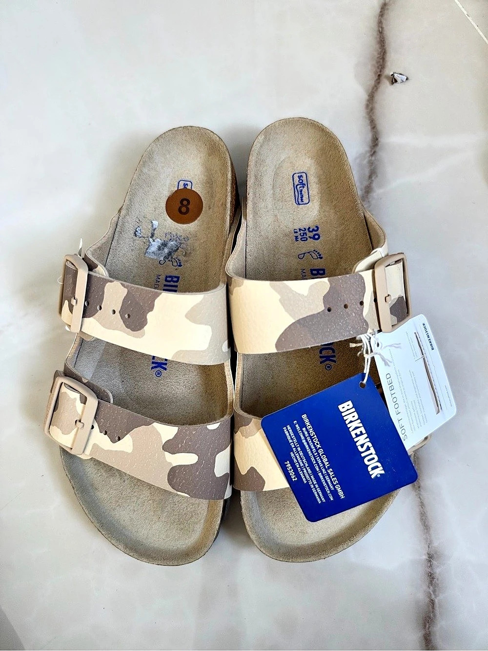 Birkenstock Arizona Soft Footbed Desert Soil Camo Sandals Beige & Brown US 39